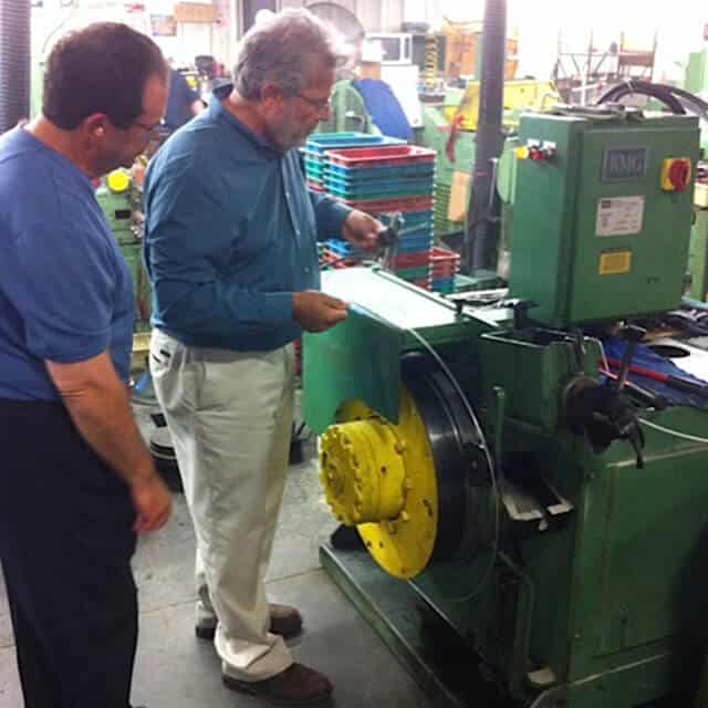 George and John (a Key Supplier) Inspecting the Custom Bolt Manufacturing Process in Southeast Massachusetts